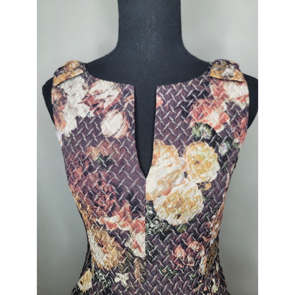 Tabitha Anthropologie Quilted Sheath Dress Size 2 Floral Textured Sleeveless - Picture 3 of 10